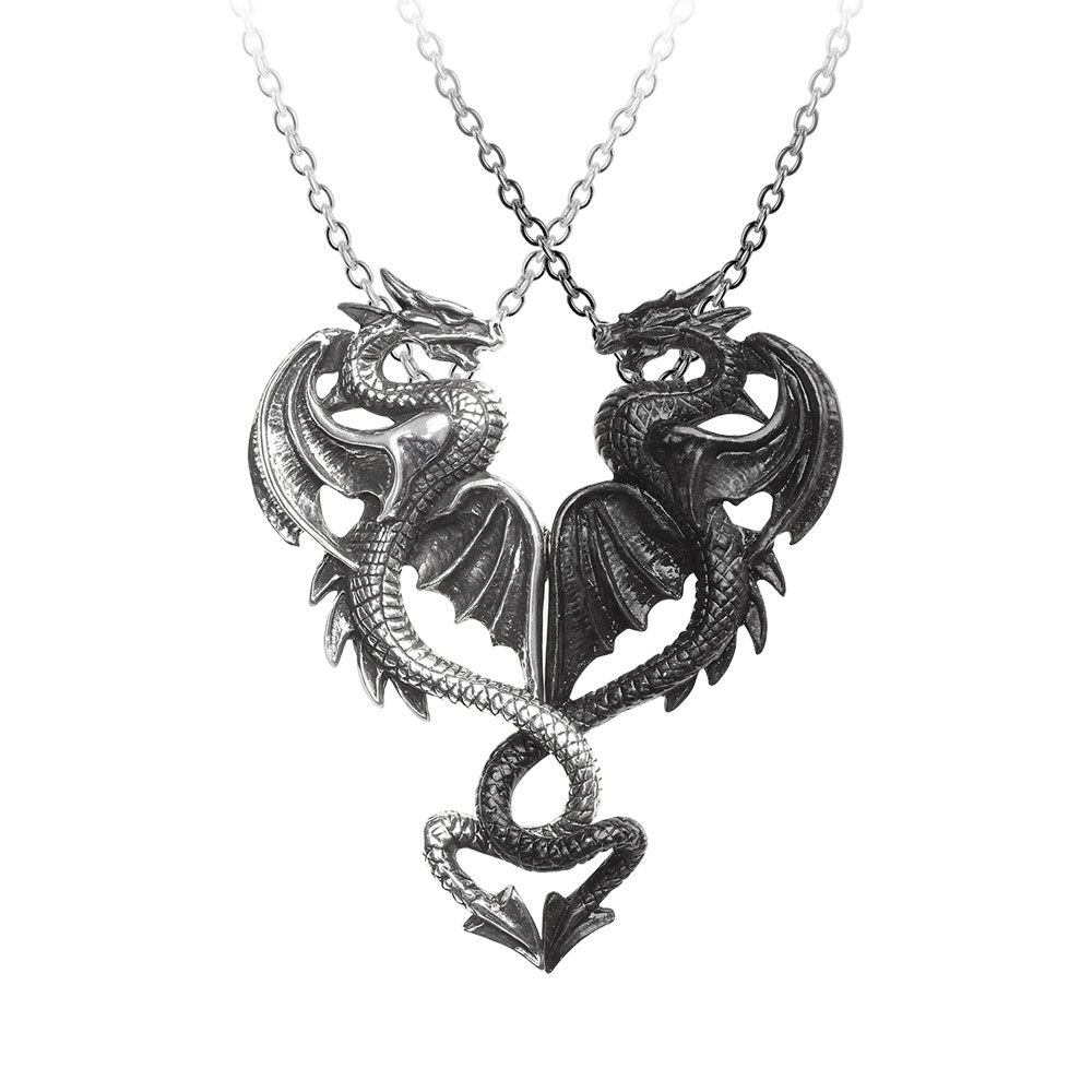 Alchemy - DRACONIC TRYST DOUBLE Necklace - Silver coloured/Black